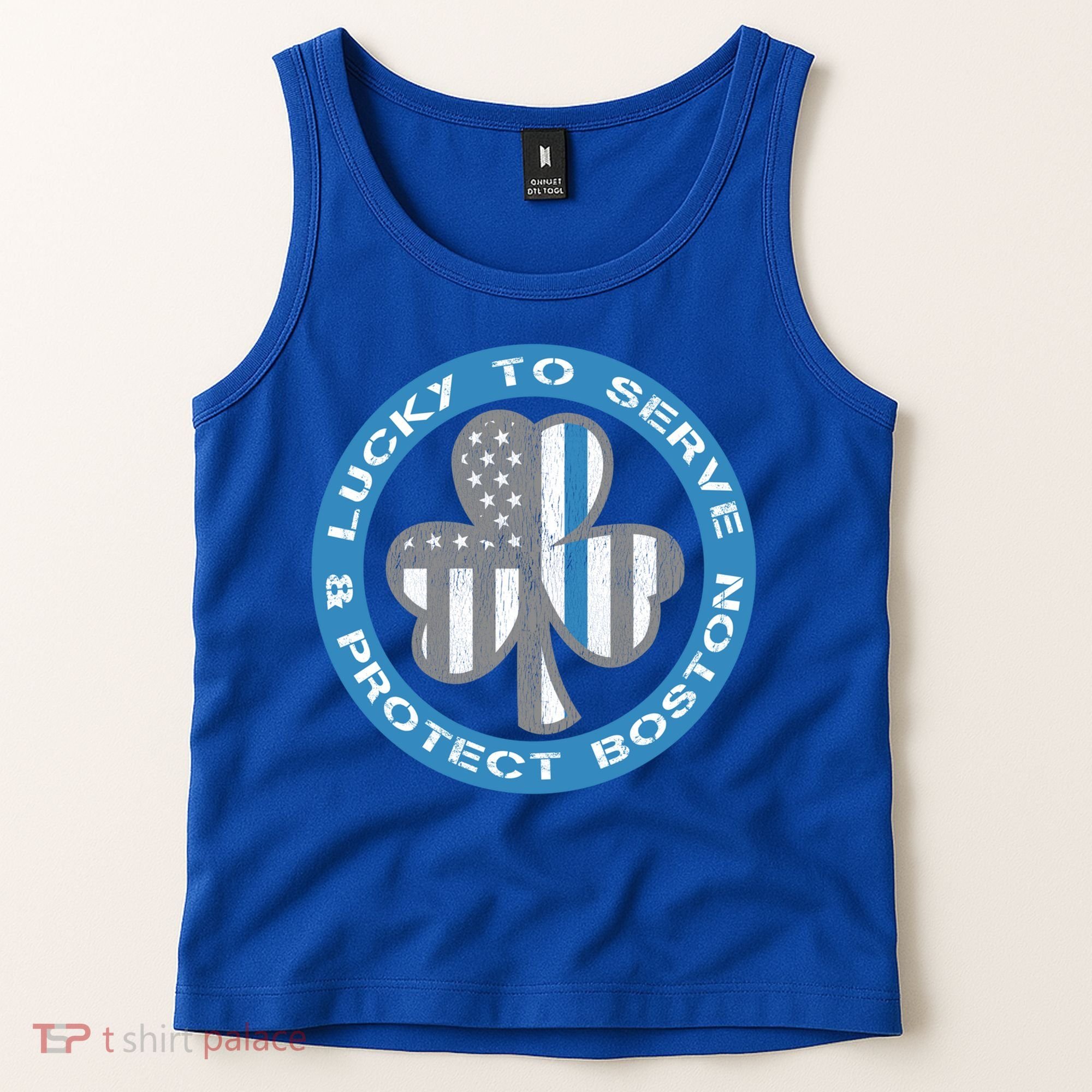 Blue Line American Flag Gift Boston Police St Patricks Day Cute Gift Tank Top