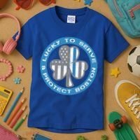 Blue Line American Flag Gift Boston Police St Patricks Day Cute Gift Kids T-Shirt thumb 3