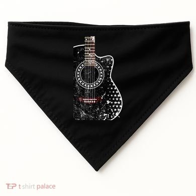 Black Acoustic Guitar Grunge USA-Made Doggie Bandana