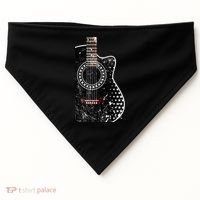 Black Acoustic Guitar Grunge USA-Made Doggie Bandana thumb 0
