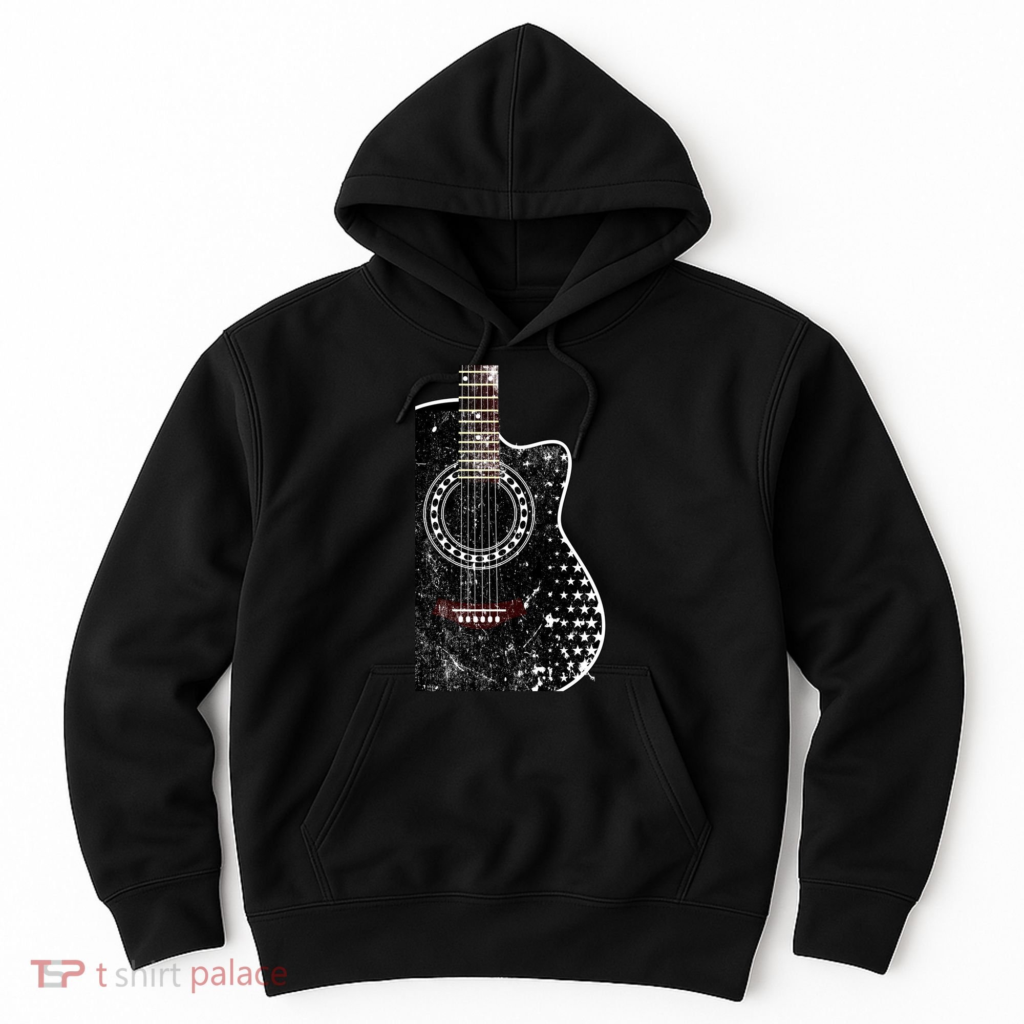 Black Acoustic Guitar Grunge Hoodie