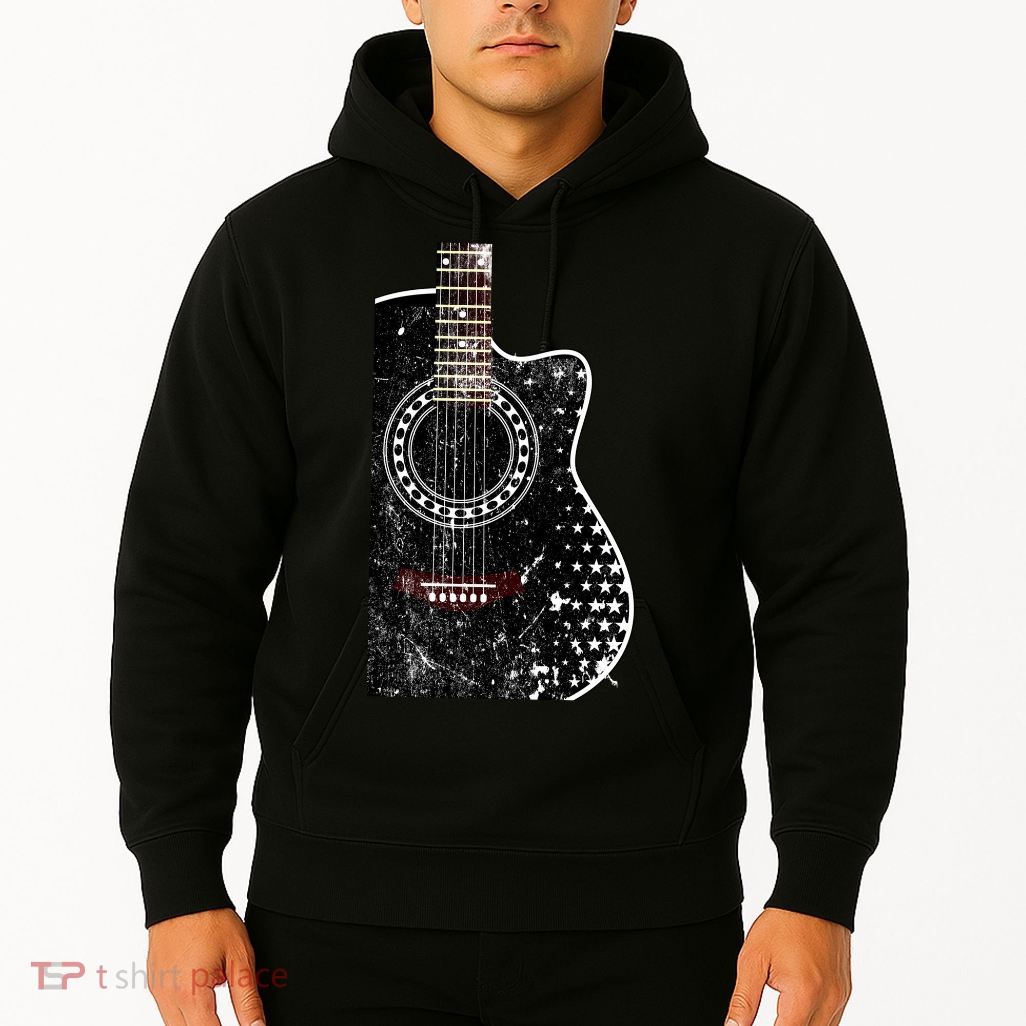 Black Acoustic Guitar Grunge Hoodie