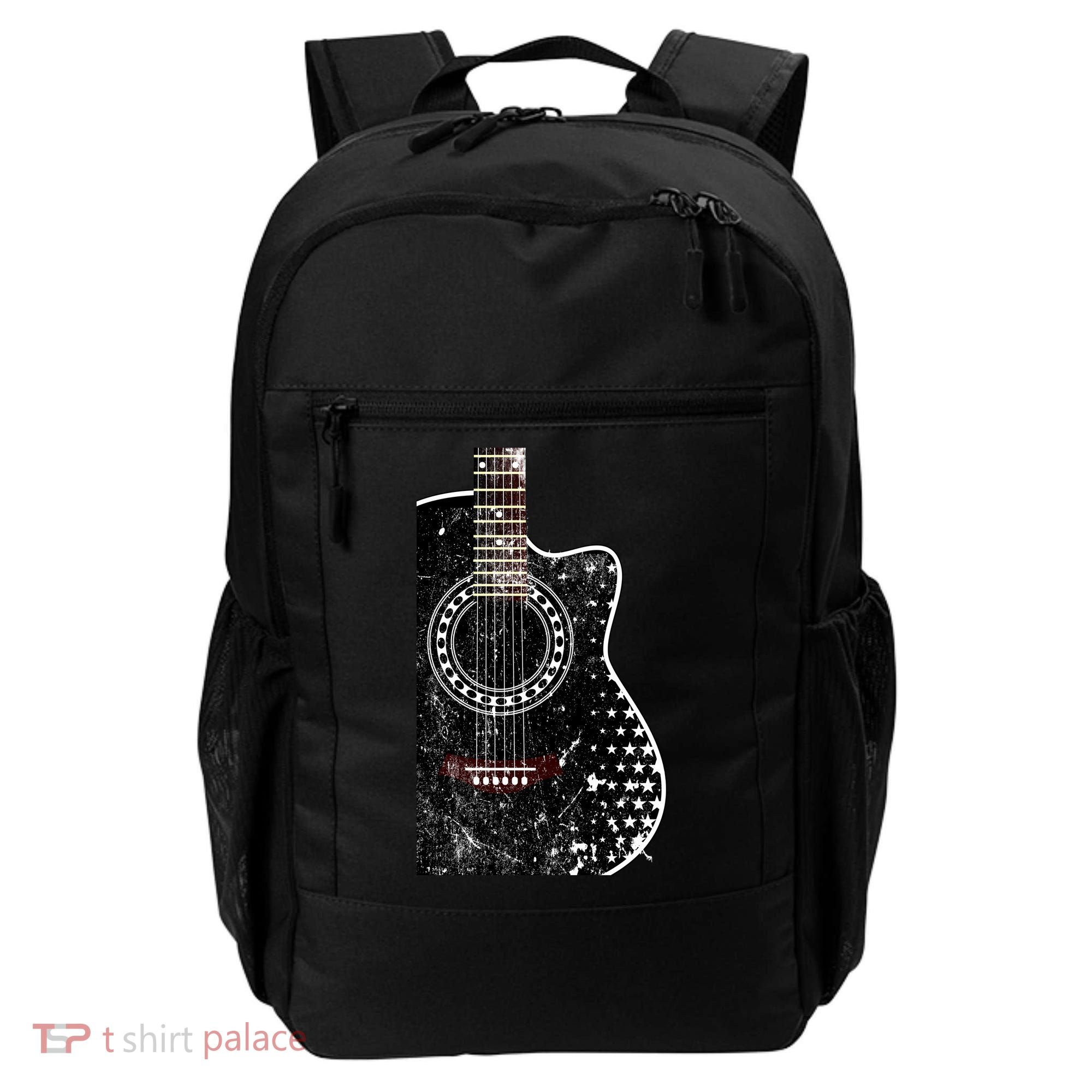 Black Acoustic Guitar Grunge Backpack