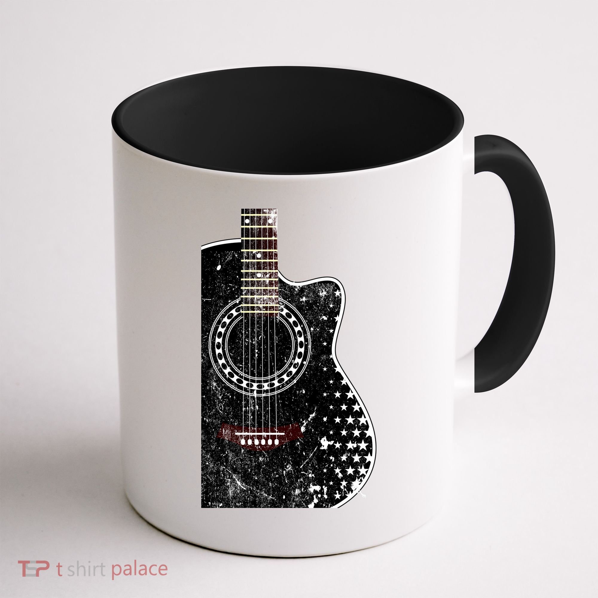 Black Acoustic Guitar Grunge Coffee Mug