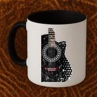 Black Acoustic Guitar Grunge Coffee Mug thumb 2
