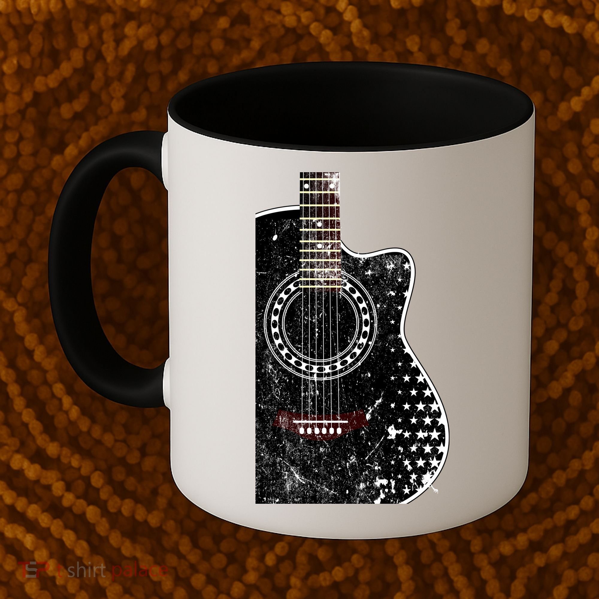 Black Acoustic Guitar Grunge Coffee Mug