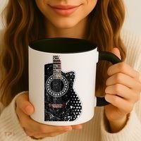 Black Acoustic Guitar Grunge Coffee Mug thumb 3