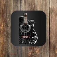Black Acoustic Guitar Grunge Coaster thumb 0