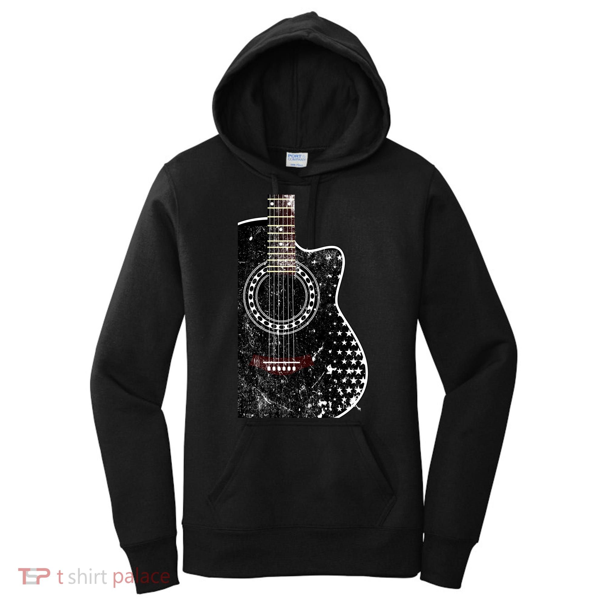 Black Acoustic Guitar Grunge Women's Hoodie