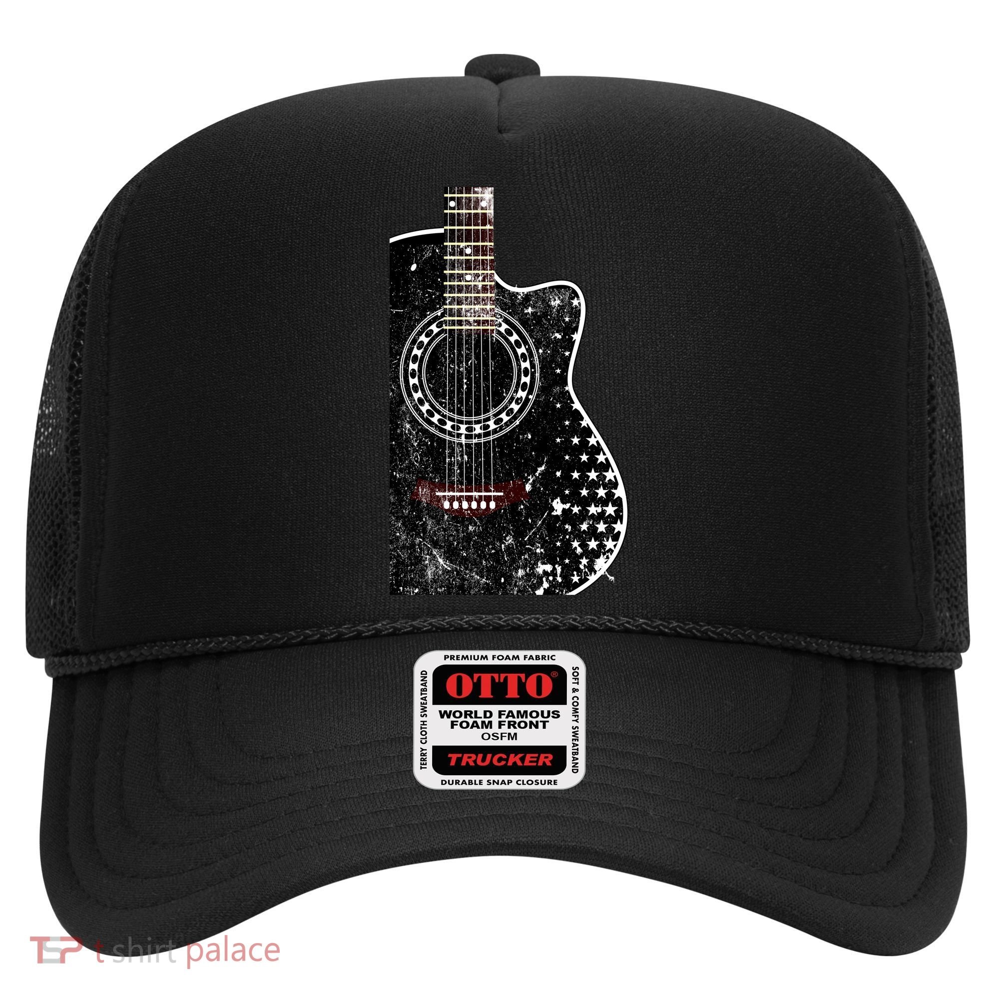 Black Acoustic Guitar Grunge Hat