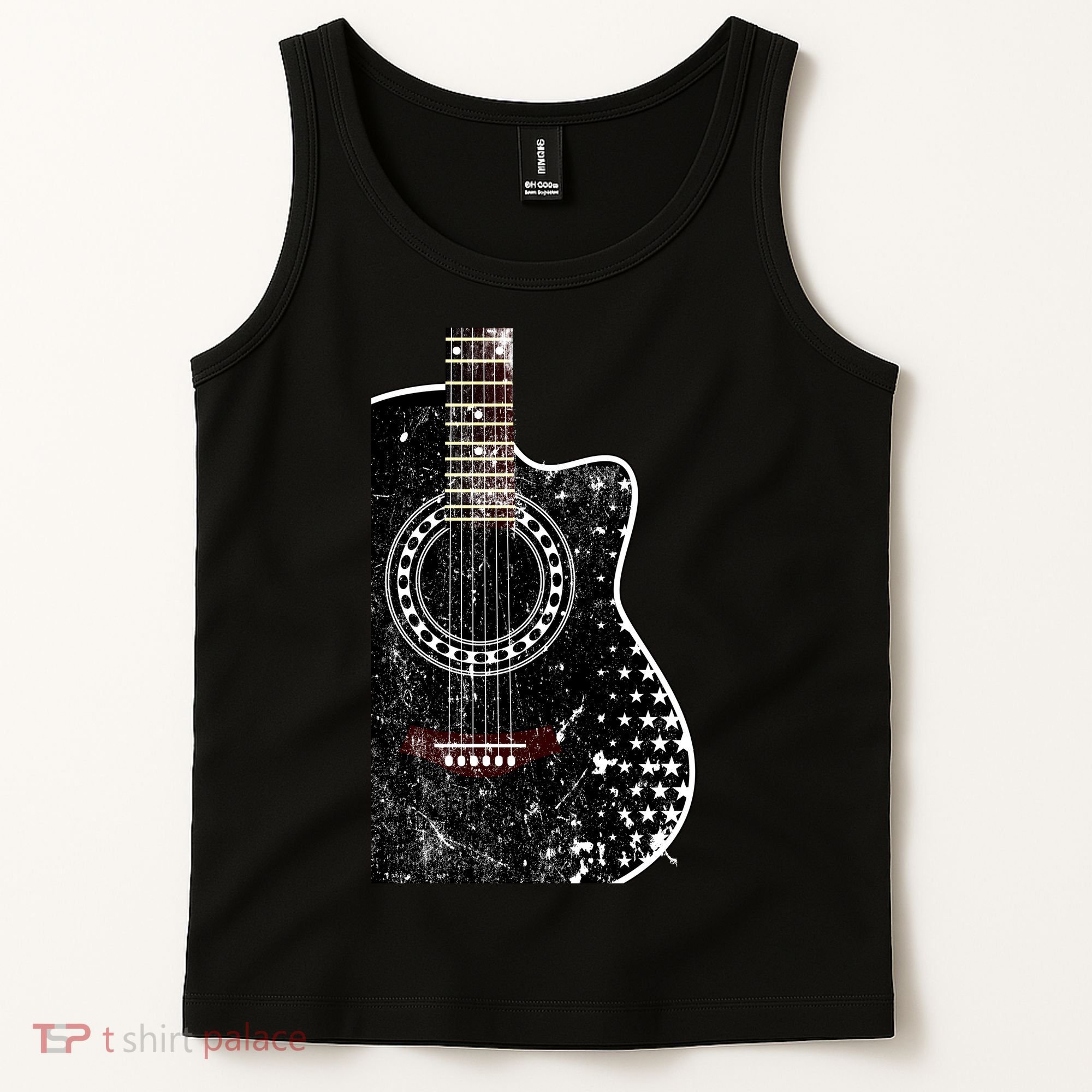 Black Acoustic Guitar Grunge Tank Top