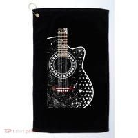 Black Acoustic Guitar Grunge Golf Towel thumb 0