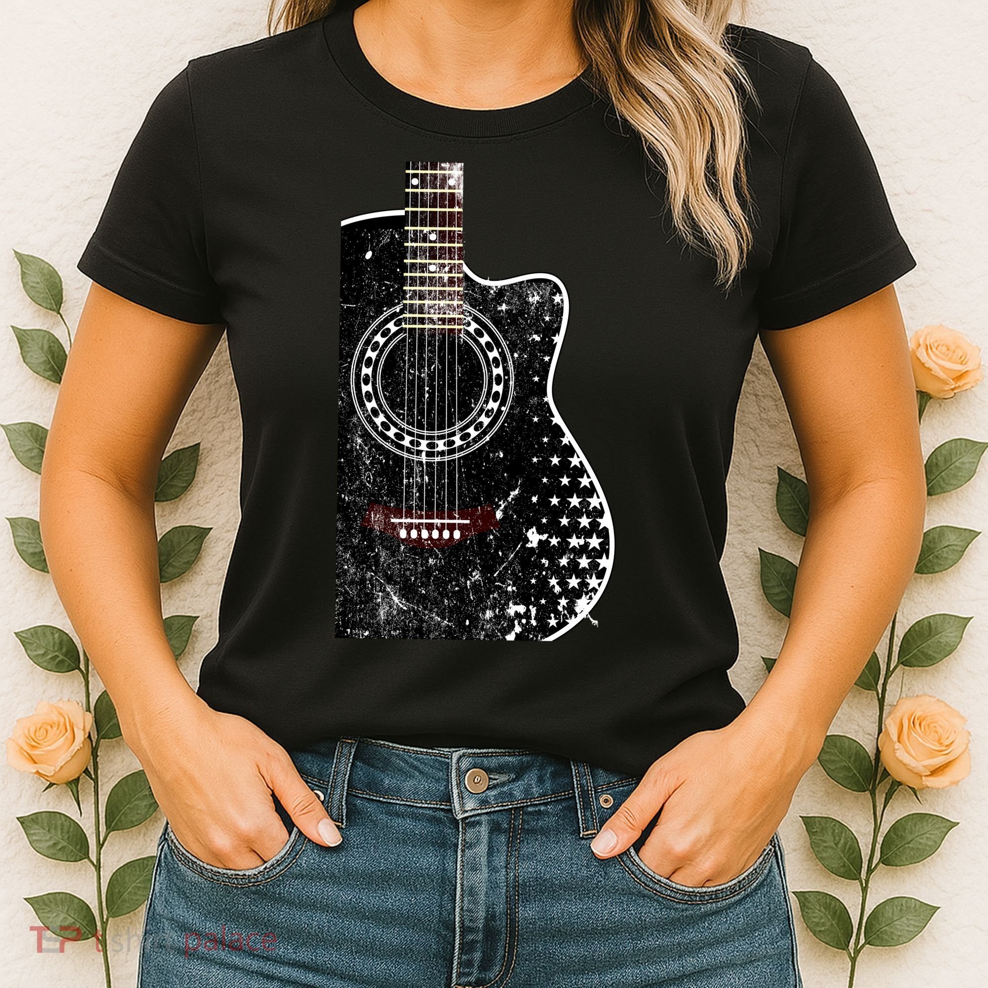 Black Acoustic Guitar Grunge Women's T-Shirt