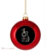 Black Acoustic Guitar Grunge Plastic Christmas Ball Ornament thumb 0