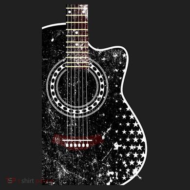 Black Acoustic Guitar Grunge Plastic Christmas Ball Ornament