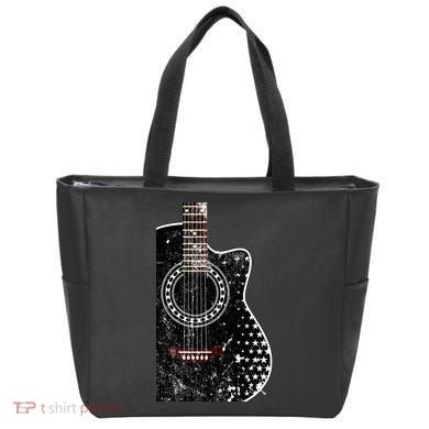 Black Acoustic Guitar Grunge Tote Bag