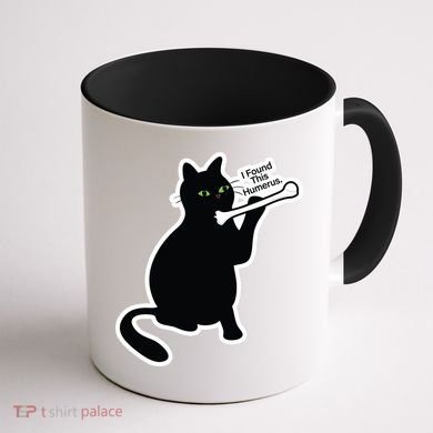 Black Cat I Found This Humerus Funny Coffee Mug back