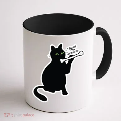 Black Cat I Found This Humerus Funny Coffee Mug back