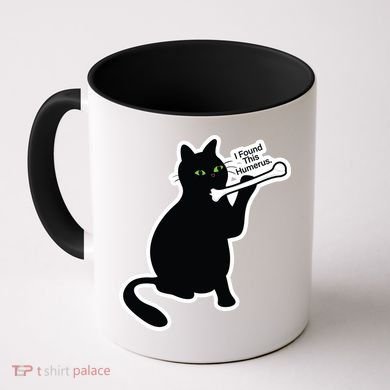 Black Cat I Found This Humerus Funny Coffee Mug