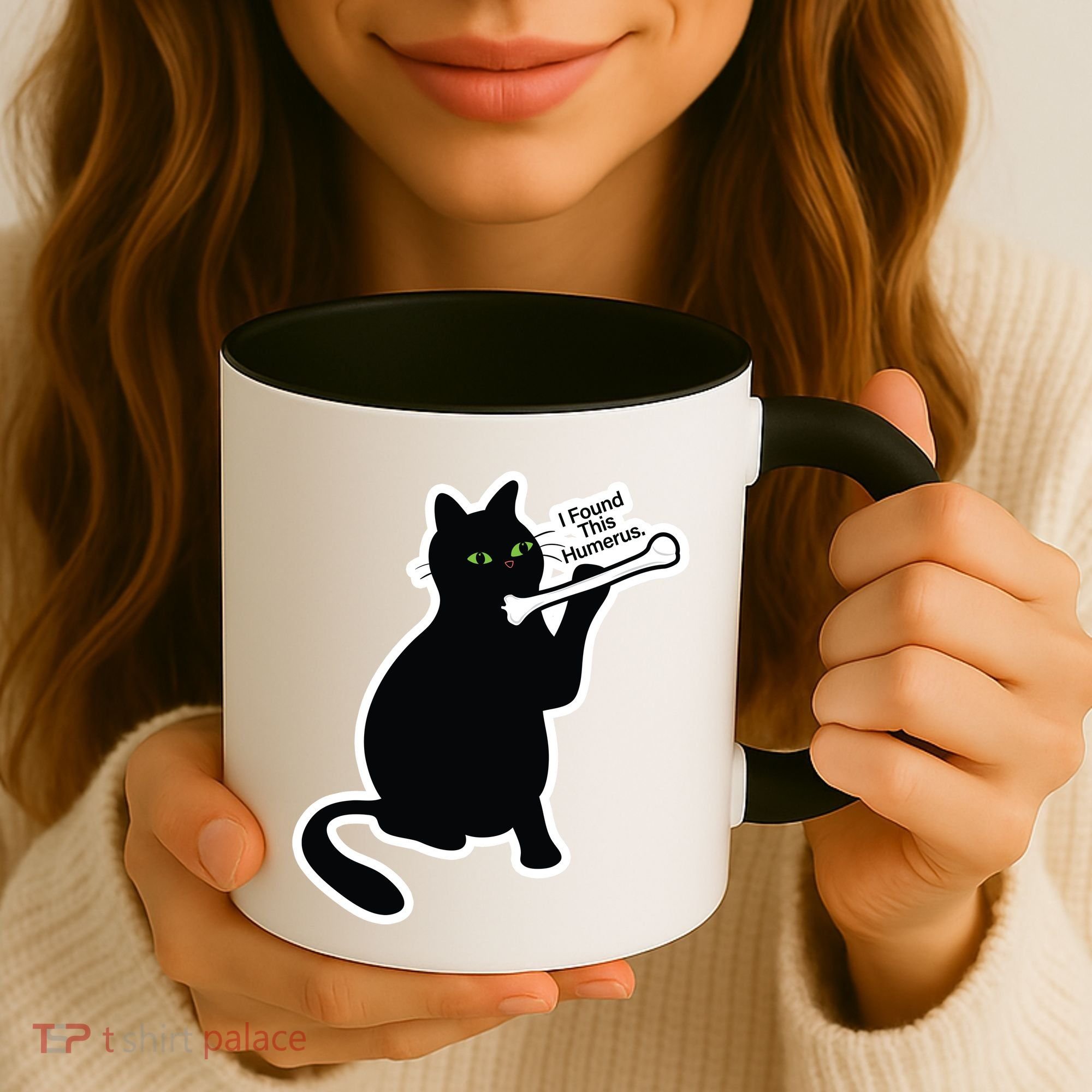 Black Cat I Found This Humerus Funny Coffee Mug