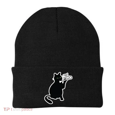 Black Cat I Found This Humerus Funny Beanie