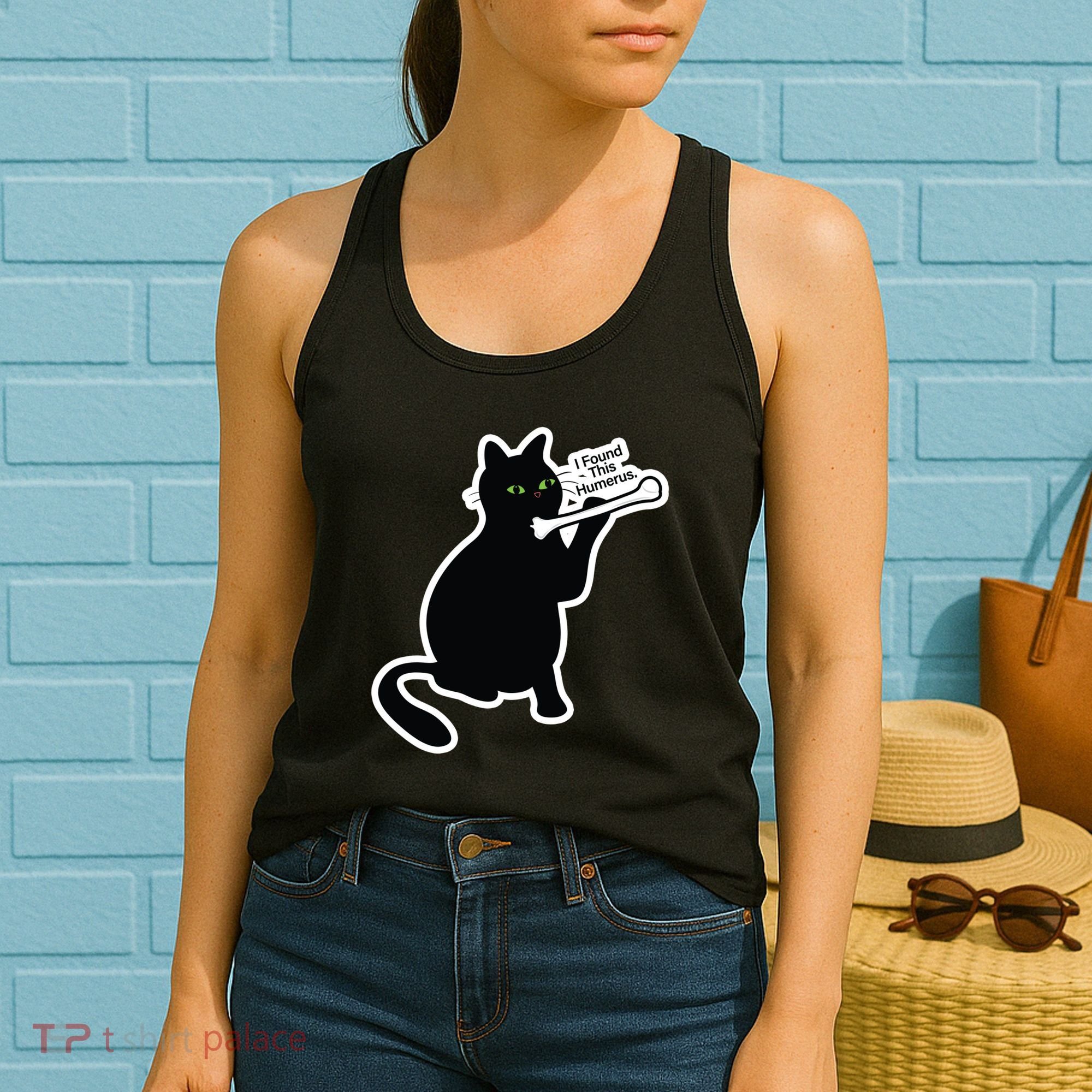 Black Cat I Found This Humerus Funny Women's Tank Top