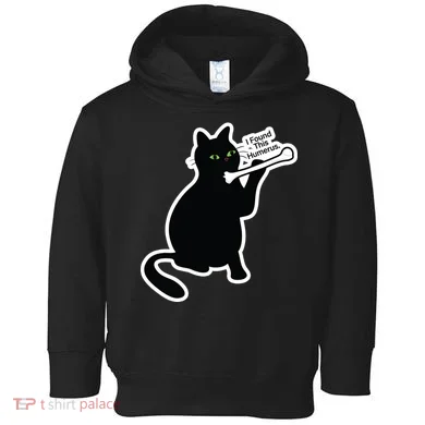 Black Cat I Found This Humerus Funny Toddler Hoodie