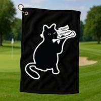 Black Cat I Found This Humerus Funny Golf Towel thumb 1