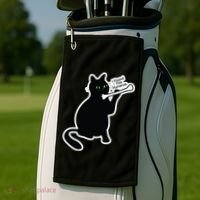 Black Cat I Found This Humerus Funny Golf Towel thumb 2