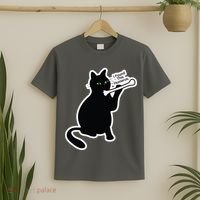 Black Cat I Found This Humerus Funny T-Shirt thumb 2
