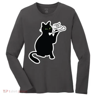 Black Cat I Found This Humerus Funny Women's Long Sleeve Shirt