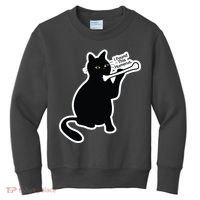 Black Cat I Found This Humerus Funny Kids Sweatshirt thumb 0