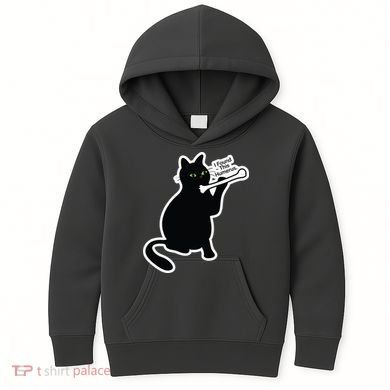 Black Cat I Found This Humerus Funny Kids Hoodie