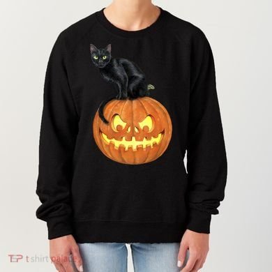 Black Cat Jack O' Lantern Pumpkin Women's Sweatshirt