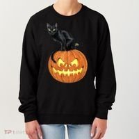 Black Cat Jack O' Lantern Pumpkin Women's Sweatshirt thumb 0