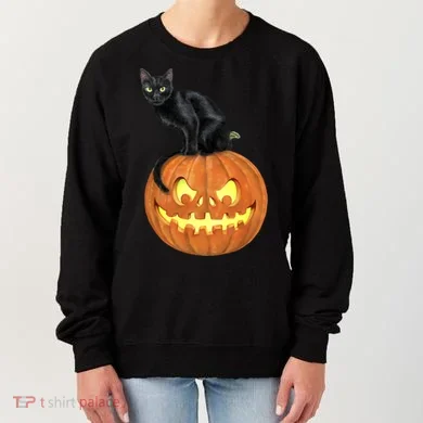 Black Cat Jack O' Lantern Pumpkin Women's Sweatshirt