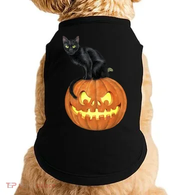 Black Cat Jack O' Lantern Pumpkin Doggie Tank