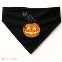 Black Cat Jack O' Lantern Pumpkin USA-Made Doggie Bandana thumb 0