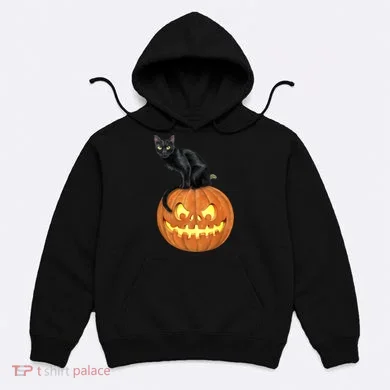 Black Cat Jack O' Lantern Pumpkin Hoodie