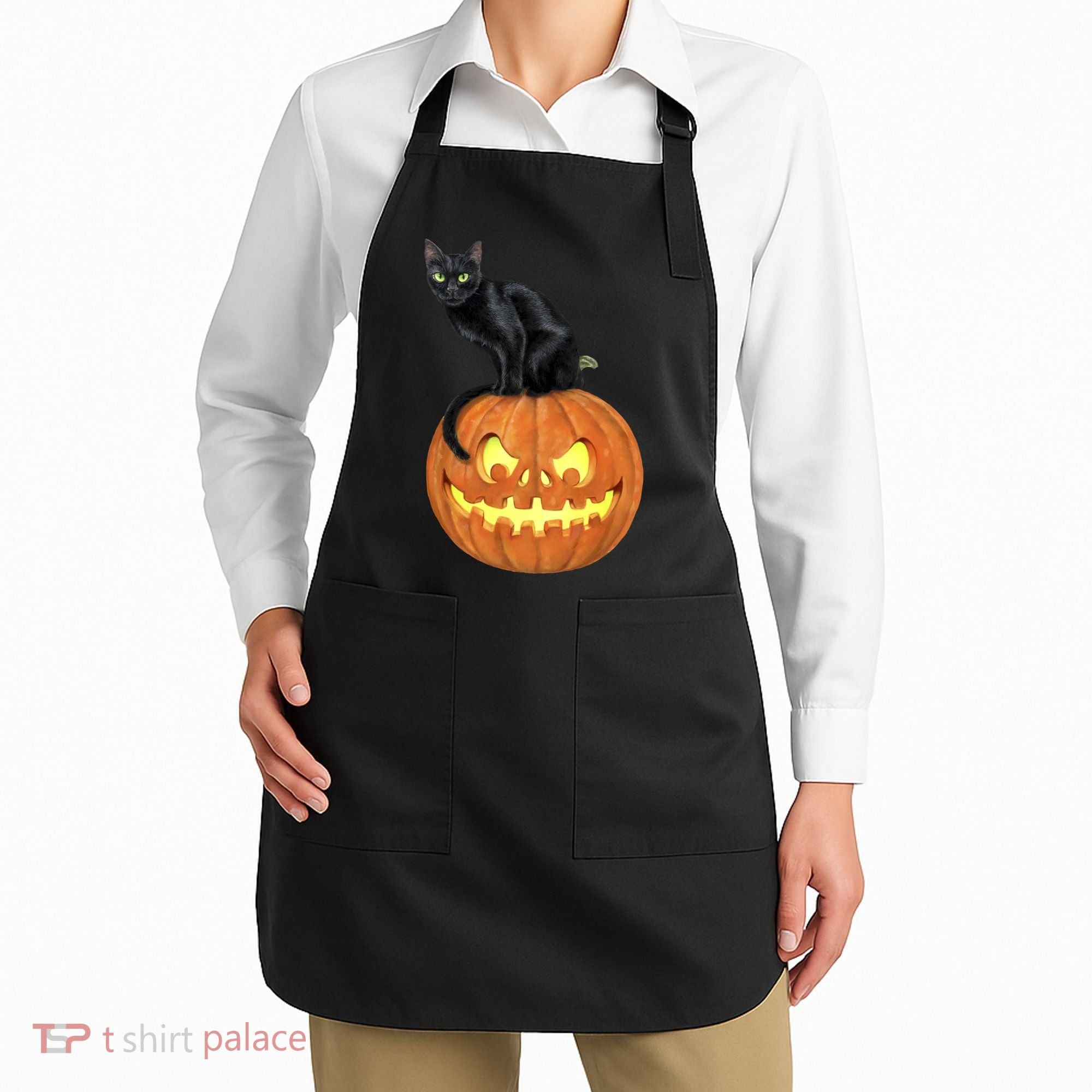 Black Cat Jack O' Lantern Pumpkin Apron