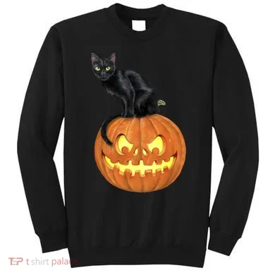 Black Cat Jack O' Lantern Pumpkin Sweatshirt