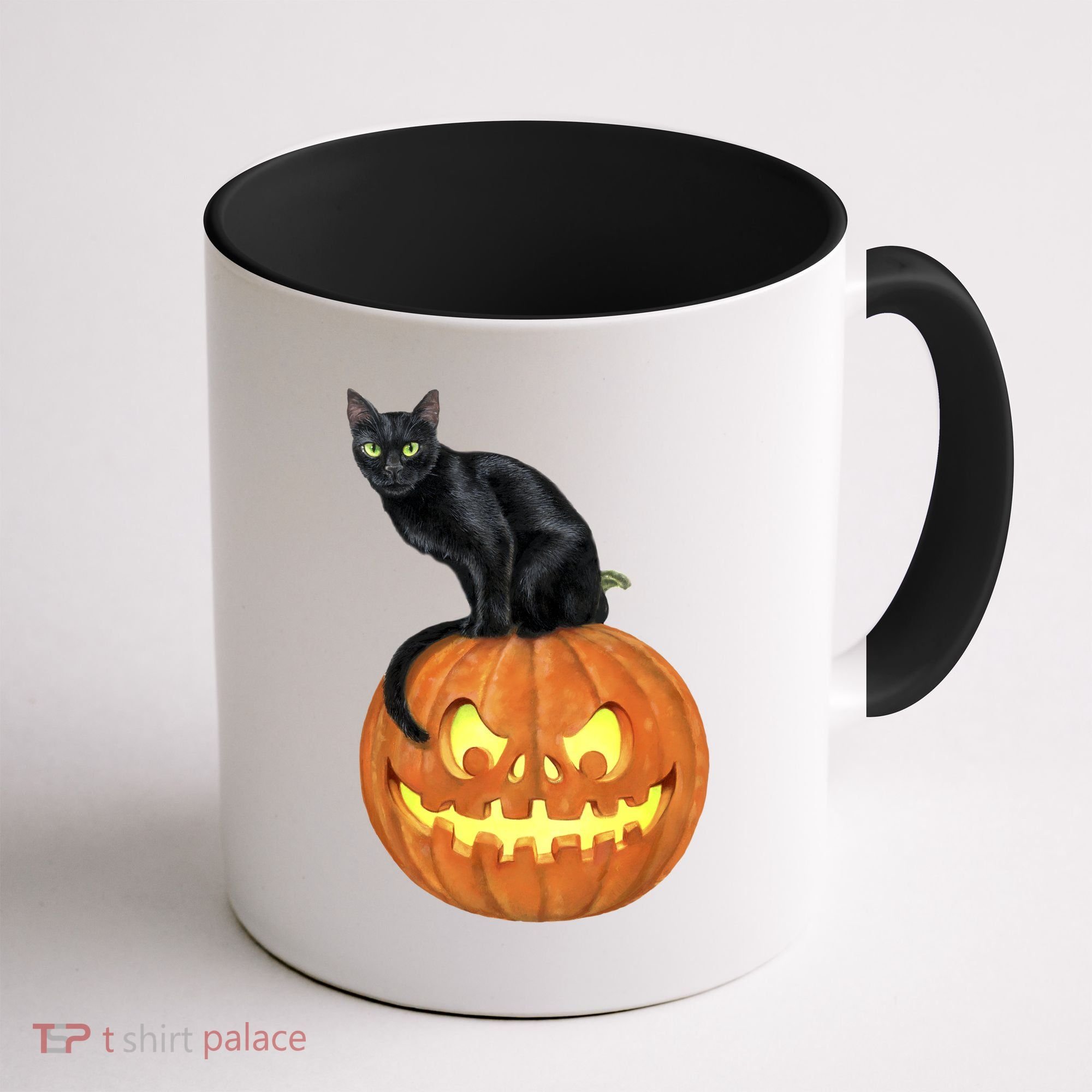Black Cat Jack O' Lantern Pumpkin Coffee Mug