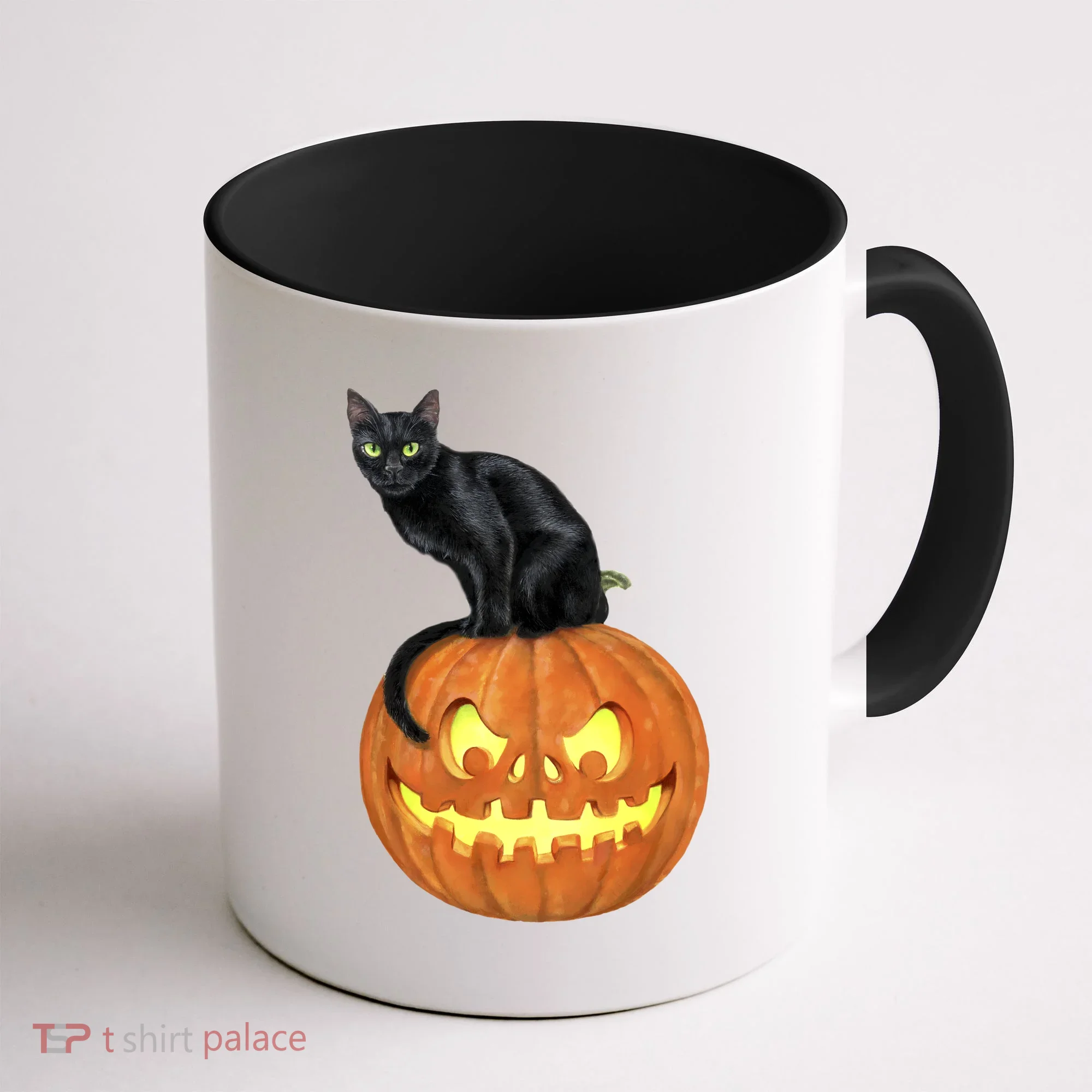 Black Cat Jack O' Lantern Pumpkin Coffee Mug
