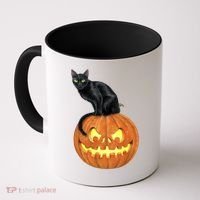 Black Cat Jack O' Lantern Pumpkin Coffee Mug thumb 0