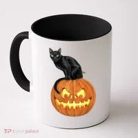 Black Cat Jack O' Lantern Pumpkin Coffee Mug thumb 0