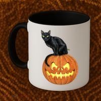 Black Cat Jack O' Lantern Pumpkin Coffee Mug thumb 2
