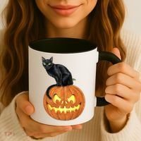 Black Cat Jack O' Lantern Pumpkin Coffee Mug thumb 3