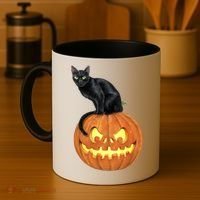 Black Cat Jack O' Lantern Pumpkin Coffee Mug thumb 4