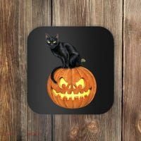 Black Cat Jack O' Lantern Pumpkin Coaster thumb 0