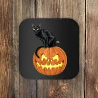 Black Cat Jack O' Lantern Pumpkin Coaster thumb 0